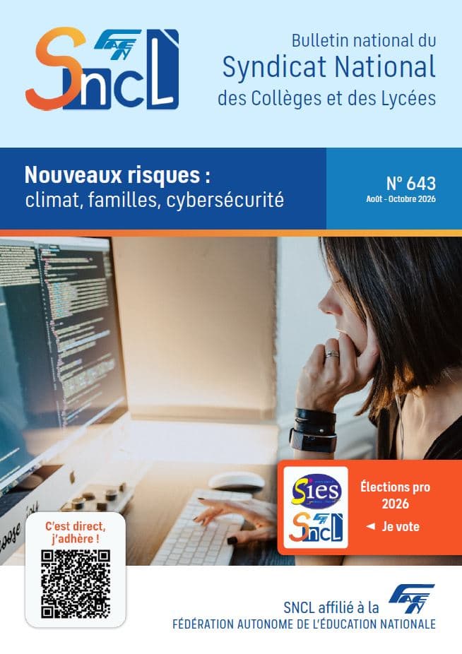 Rentrée 2026 : le SNCL vous offre son bulletin